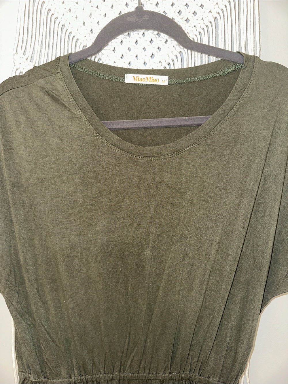 Olive Green Drawstring Mini Dress - Picture 2 of 4